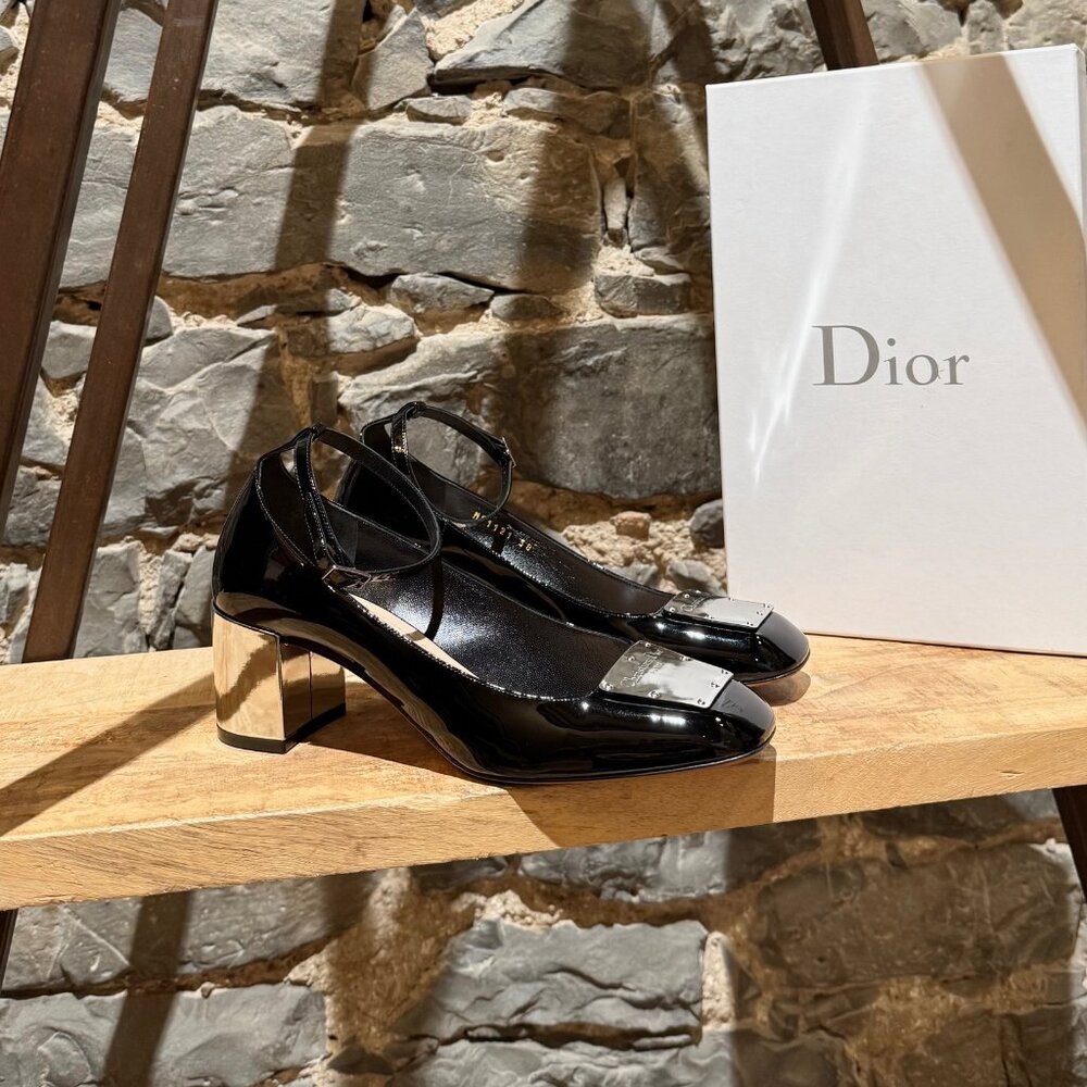 Christian Dior 2022 Black Patent La Parisienne Mary Jane Pumps